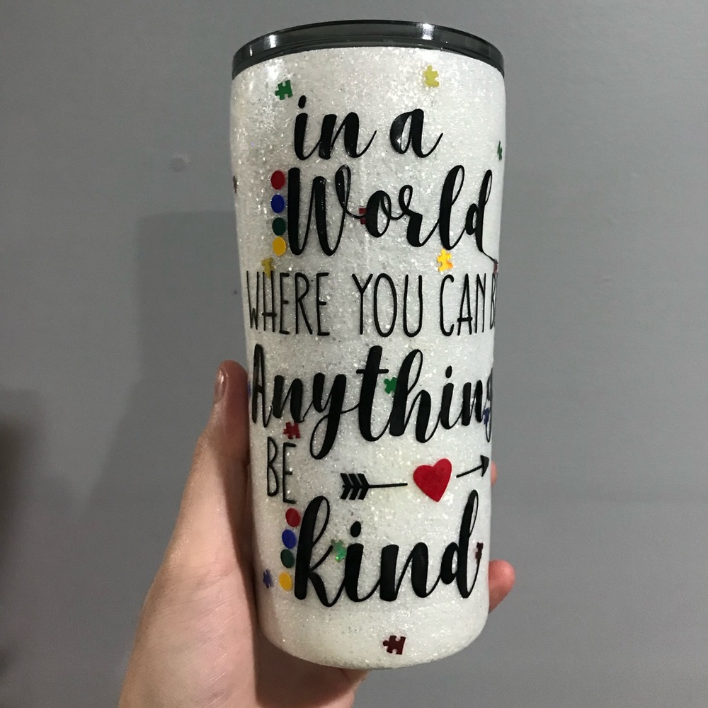 Autism awareness cup, autism cup, glitter tumbler